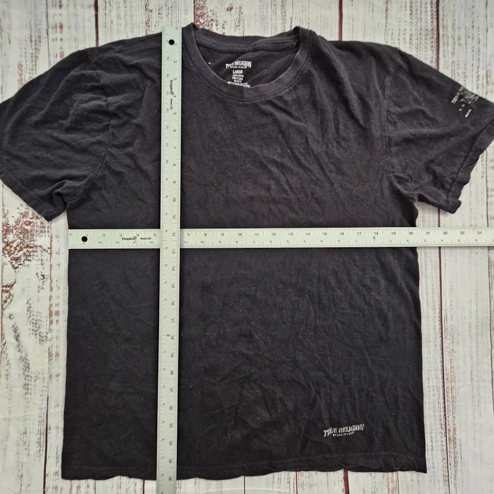 True Religion Brand Jeans Black Short Sleeve Cotton T-Shirt Men's L